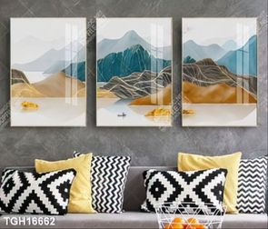Tranh treo phòng khách đẹp ghép bộ