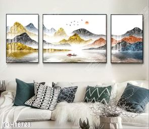 Tranh treo phòng khách đẹp ghép bộ
