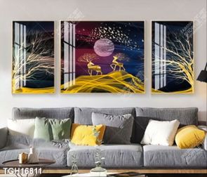 Tranh treo phòng khách đẹp ghép bộ