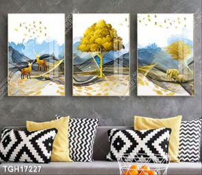 Tranh treo phòng khách đẹp ghép bộ