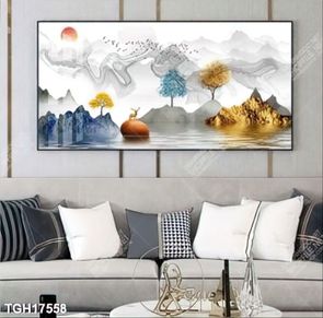 Tranh treo phòng khách đẹp ghép bộ