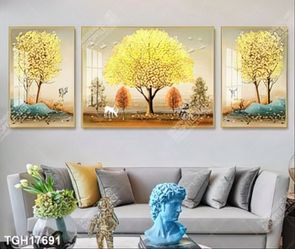 Tranh treo phòng khách đẹp ghép bộ