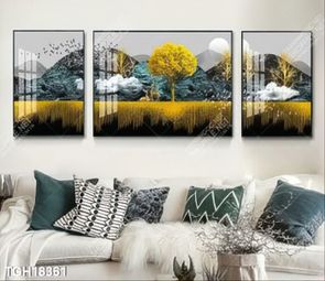 Tranh treo phòng khách đẹp ghép bộ