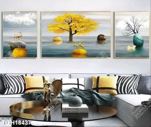 Tranh treo phòng khách đẹp ghép bộ