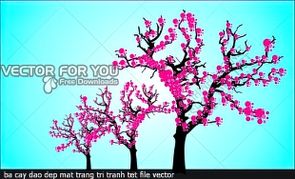 ba cay dao dep mat trang tri tranh tet file vector