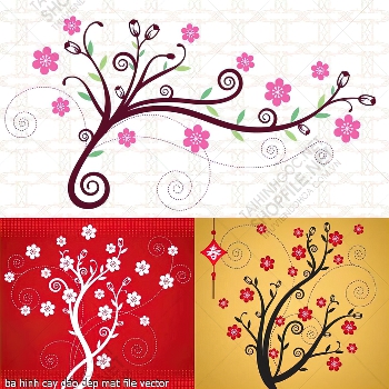 ba hinh cay dao dep mat file vector