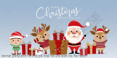 tranh cong giao banner giang sinh voi ong gia noel hai chu tuan loc file vector