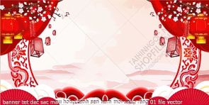 banner tet dac sac mau hong canh sen nam moi sang rang file vector