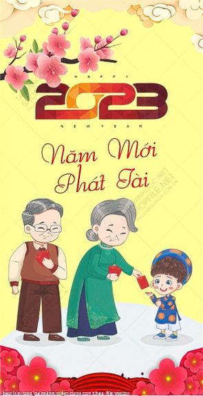 bao li xi ong ba mung xuan cung con chau file vector