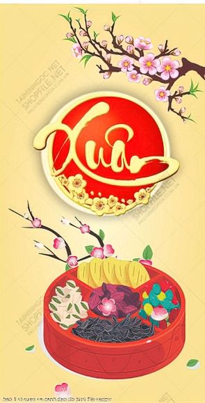 bao li xi xuan va canh dao do tuoi file vector