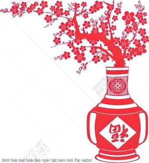 binh hoa mai hoa dao ngay tet nam moi file vector