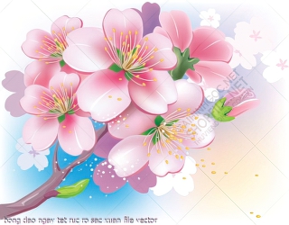 bong dao ngay tet ruc ro sac xuan file vector