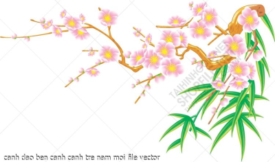 canh dao ben canh canh tre nam moi file vector