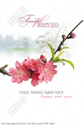 canh dao nghe thuat nam moi ben ho guom file vector