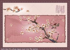 canh dao thu phap ngay xuan moi file vector