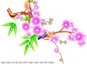 canh dao voi hai chu chim ngay nam moi file vector