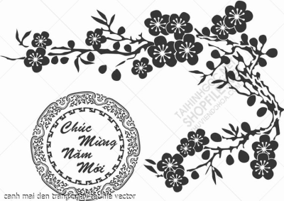 canh mai den trang ngay tet file vector