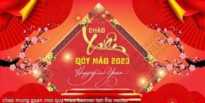 chao mung xuan moi quy mao banner tet file vector