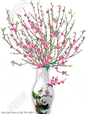 chau dao trang tri tet file vector