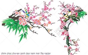 chim choc chuyen canh dao nam moi file vector