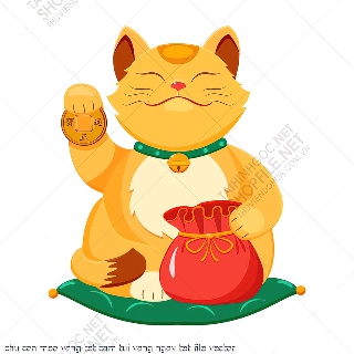 chu con meo vang tet cam tui vang ngay tet file vector