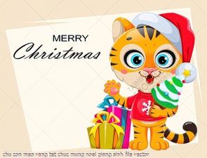 tranh cong giao chu con meo vang tet chuc mung noel giang sinh file vector