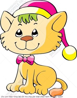 tranh cong giao chu con meo vang tet doi mu ong gia noel chao nam moi file vector