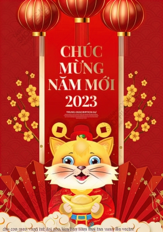 chu con meo vang tet doi non kim tien nam moi tan xuan file vector