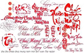 chu thu phap chuc mung nam moi tan xuan file vector