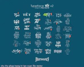 chu thu phap trang tri tan xuan file vector