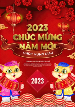 chuc mung nam moi cung hai chu con meo vang tet de thuong file vector