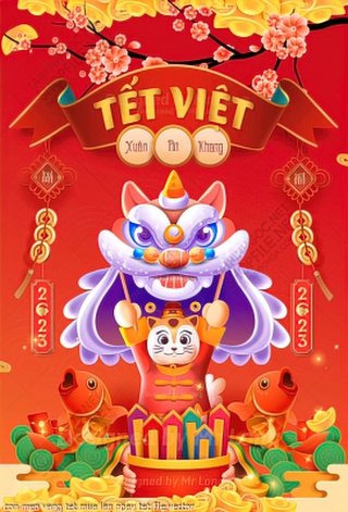 con meo vang tet mua lan ngay tet file vector