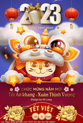 con meo vang tet nam moi 2023 doi dau lan file vector