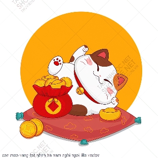 con meo vang tet nhan ha nam nghi ngoi file vector