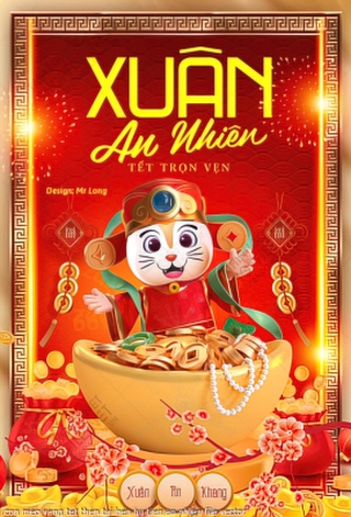 con meo vang tet then tai ben hu tien an nhien file vector