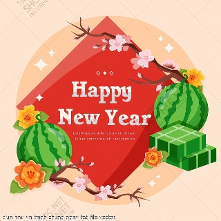 dua hau va banh chung ngay tet file vector