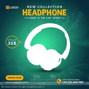 file banner poster tai nghe headphone sale 23