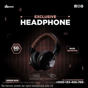 file banner poster tai nghe headphone sale 28