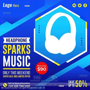 file banner poster tai nghe headphone sale 33