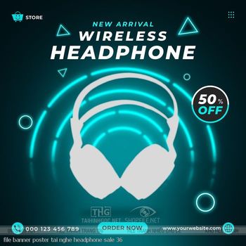 file banner poster tai nghe headphone sale 36