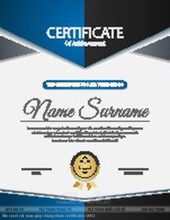 file corel cdr mau giay chung nhan certificates 0092