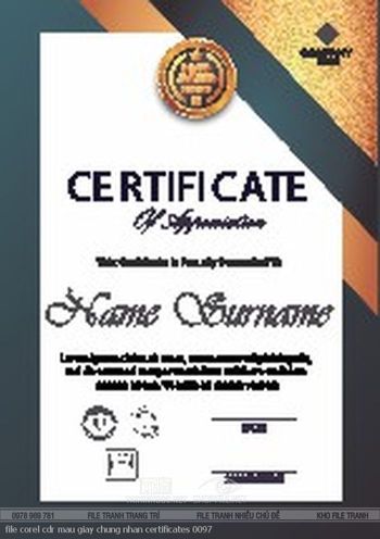 file corel cdr mau giay chung nhan certificates 0097