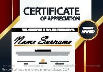 file corel cdr mau giay chung nhan certificates 0117