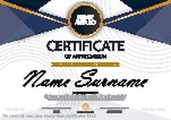 file corel cdr mau giay chung nhan certificates 0252