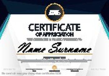 file corel cdr mau giay chung nhan certificates 0258