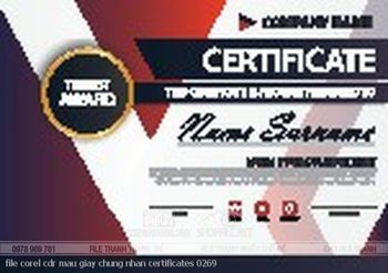 file corel cdr mau giay chung nhan certificates 0269