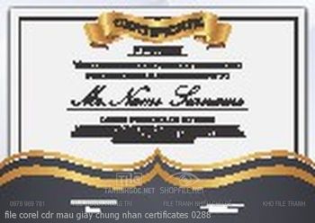 file corel cdr mau giay chung nhan certificates 0288