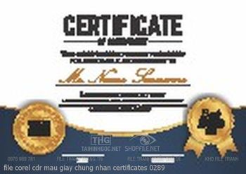 file corel cdr mau giay chung nhan certificates 0289