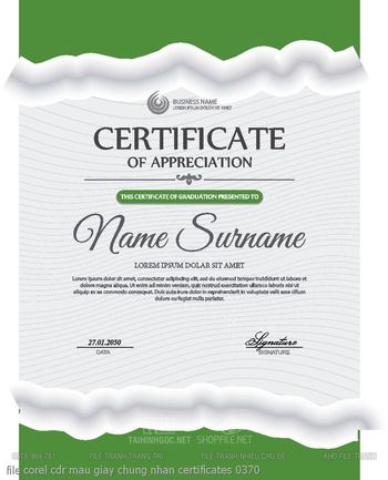 file corel cdr mau giay chung nhan certificates 0370