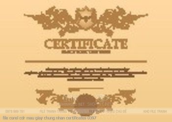 file corel cdr mau giay chung nhan certificates 0397